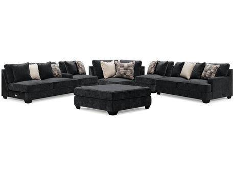 Lavernett Charcoal 5-Piece Sectional and Ottoman - Ornate Home