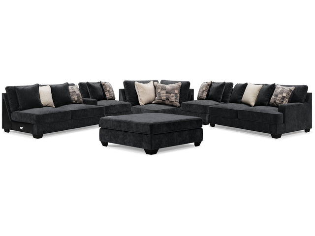 Lavernett Charcoal 5-Piece Sectional and Ottoman - Ornate Home