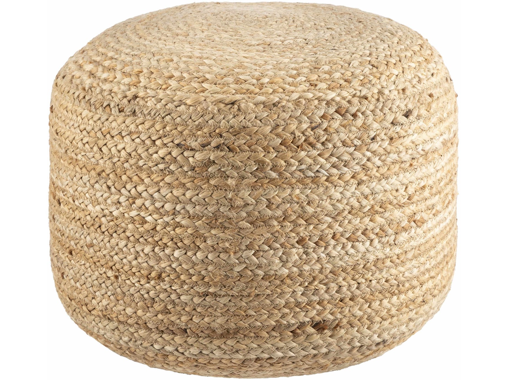 Lavertezzo Brick Red Knitted Beige Cotton Pouf - Ornate Home