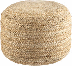 Lavertezzo Brick Red Knitted Beige Cotton Pouf - Ornate Home