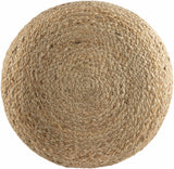 Lavertezzo Brick Red Knitted Beige Cotton Pouf - Ornate Home