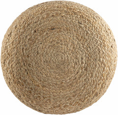 Lavertezzo Brick Red Knitted Beige Cotton Pouf - Ornate Home