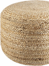Lavertezzo Brick Red Knitted Beige Cotton Pouf - Ornate Home