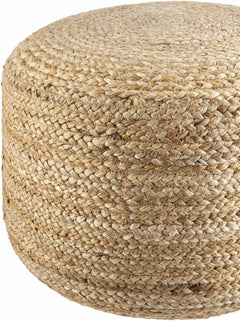 Lavertezzo Brick Red Knitted Beige Cotton Pouf - Ornate Home