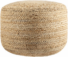 Lavertezzo Brick Red Knitted Beige Cotton Pouf - Ornate Home