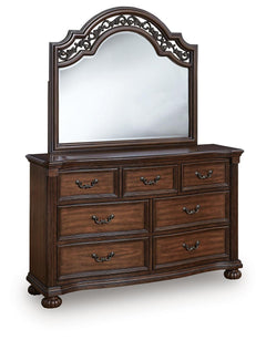 Lavinton Brown California King Poster Bed, Dresser, Mirror and 2 Nightstands - Ornate Home