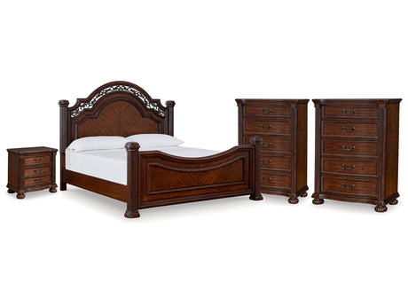 Lavinton Brown King Poster Bed, 2 Chests and Nightstand - Ornate Home