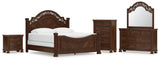 Lavinton Brown King Poster Bed, Dresser, Mirror, Chest and Nightstand - Ornate Home