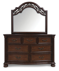 Lavinton Brown King Poster Bed, Dresser, Mirror, Chest and Nightstand - Ornate Home