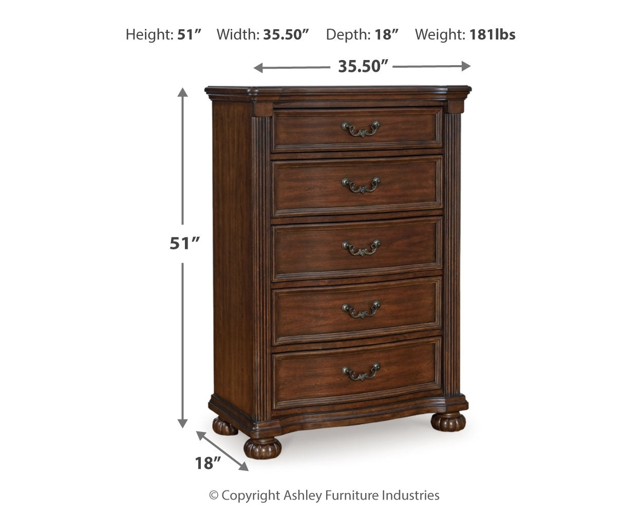 Lavinton Brown King Poster Bed, Dresser, Mirror, Chest and Nightstand - Ornate Home