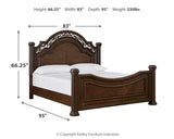 Lavinton Brown King Poster Bed, Dresser, Mirror, Chest and Nightstand - Ornate Home