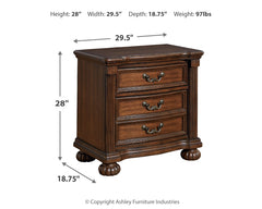 Lavinton Brown King Poster Bed, Dresser, Mirror, Chest and Nightstand - Ornate Home