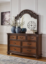 Lavinton Brown King Poster Bed, Dresser, Mirror and 2 Nightstands (Online Special Price) - Ornate Home