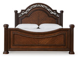 Lavinton Brown Queen Poster Bed, Dresser, Mirror and Nightstand - Ornate Home