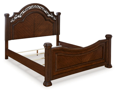 Lavinton Brown Queen Poster Bed, Dresser, Mirror and Nightstand - Ornate Home