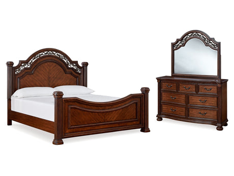 Lavinton Brown Queen Poster Bed, Dresser and Mirror - Ornate Home