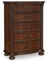 Lavinton Brown Queen Poster Bedroom Set with Dresser, Mirror, Chest and 2 Nightstands (Online Special Price) - Ornate Home