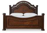 Lavinton Brown Queen Poster Bedroom Set with Dresser, Mirror, Chest and 2 Nightstands (Online Special Price) - Ornate Home