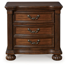 Lavinton Brown Queen Poster Bedroom Set with Dresser, Mirror, Chest and 2 Nightstands - Ornate Home