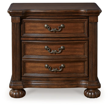 Lavinton Brown Queen Poster Bedroom Set with Dresser, Mirror, Chest and 2 Nightstands - Ornate Home
