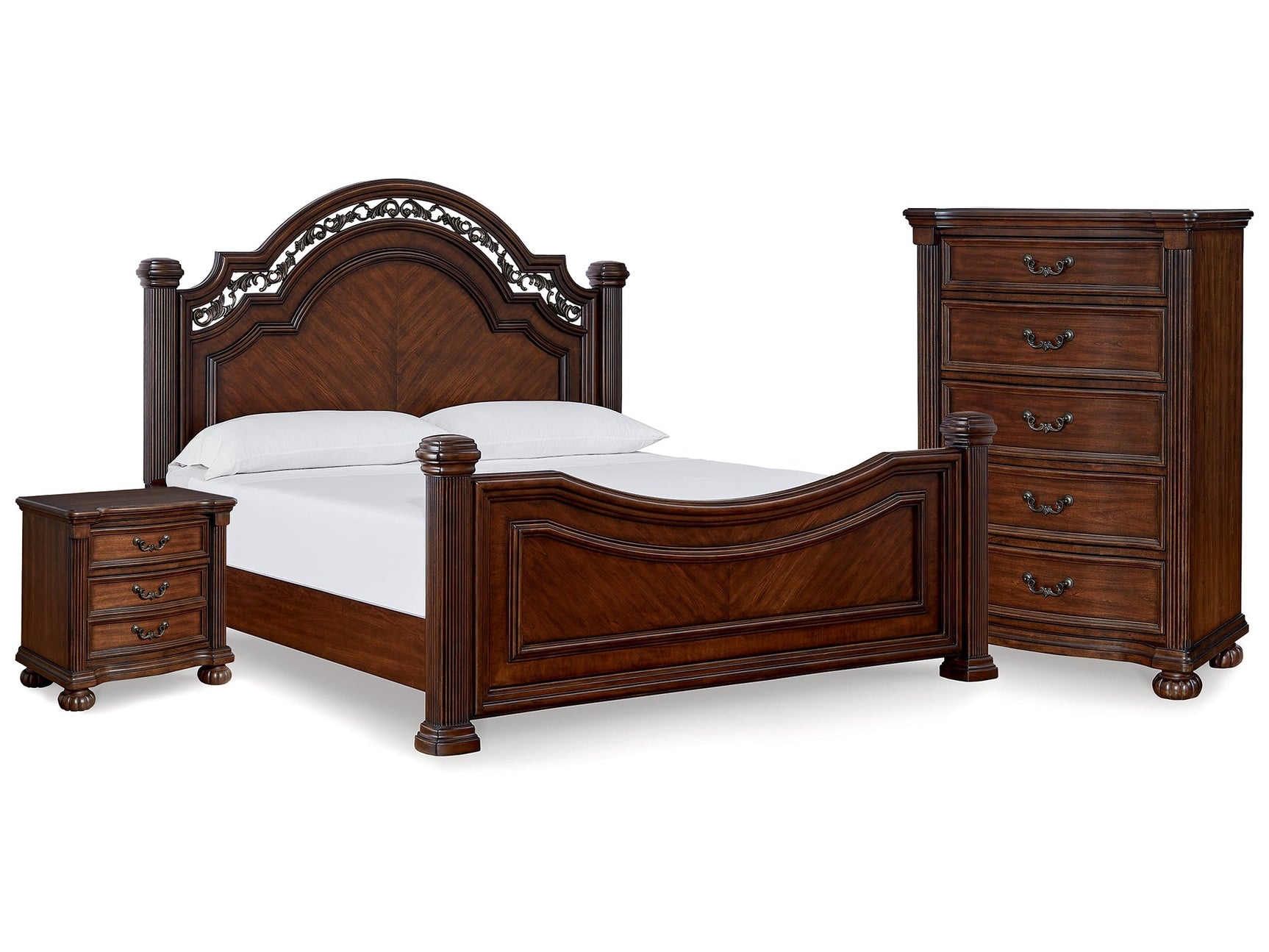 Lavinton  Queen Poster Bed & Chest & Nightstand - Ornate Home