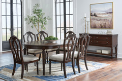 Lavinton Tan/Brown Extension Dining Table and 6 Chairs - Ornate Home