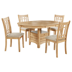 Lavon Light Oak 5-piece Oval Extension Leaf Dining Set - Ornate Home