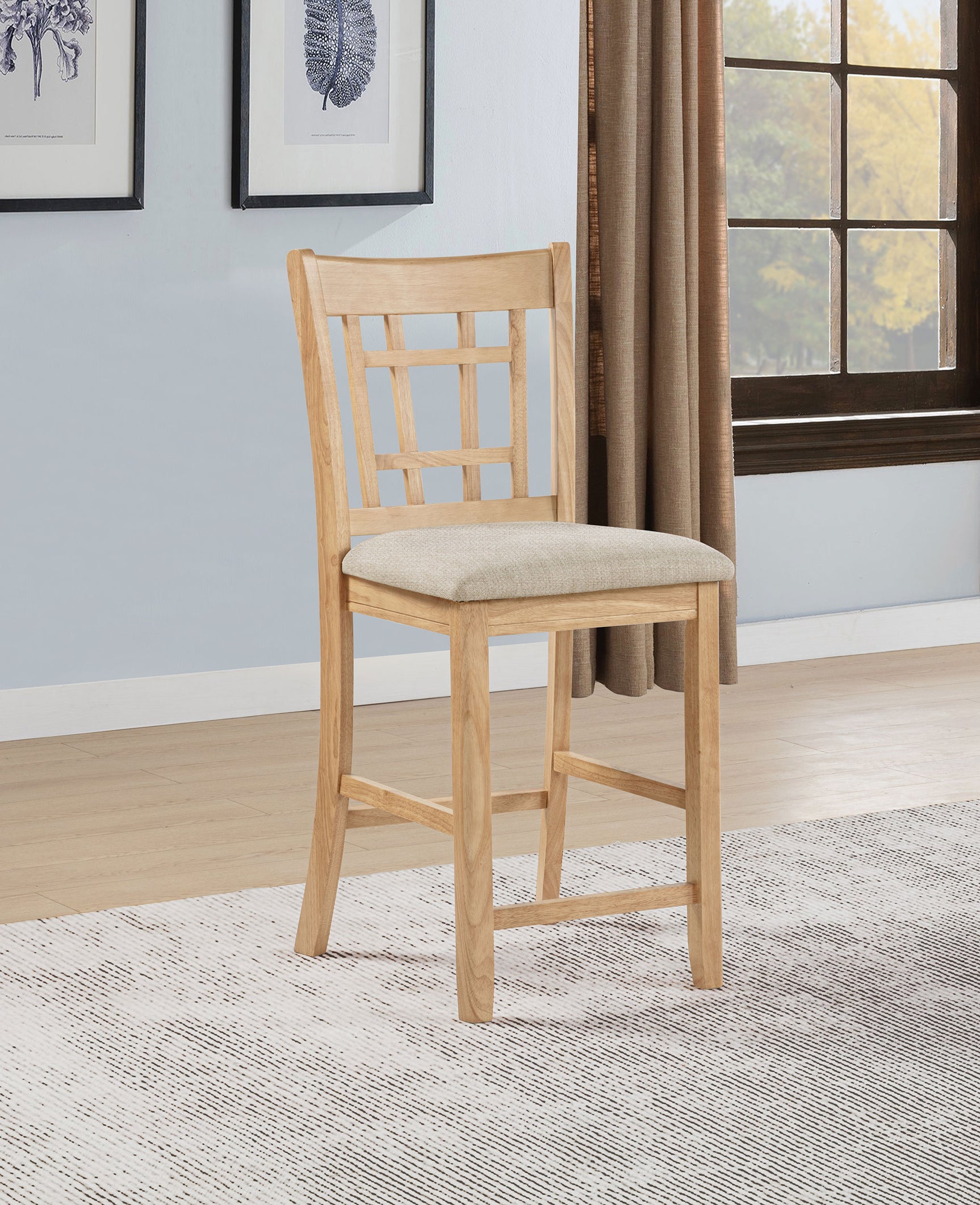 Lavon Linen/Light Oak Wood Counter Height Dining Chair (Set of 2) - Ornate Home