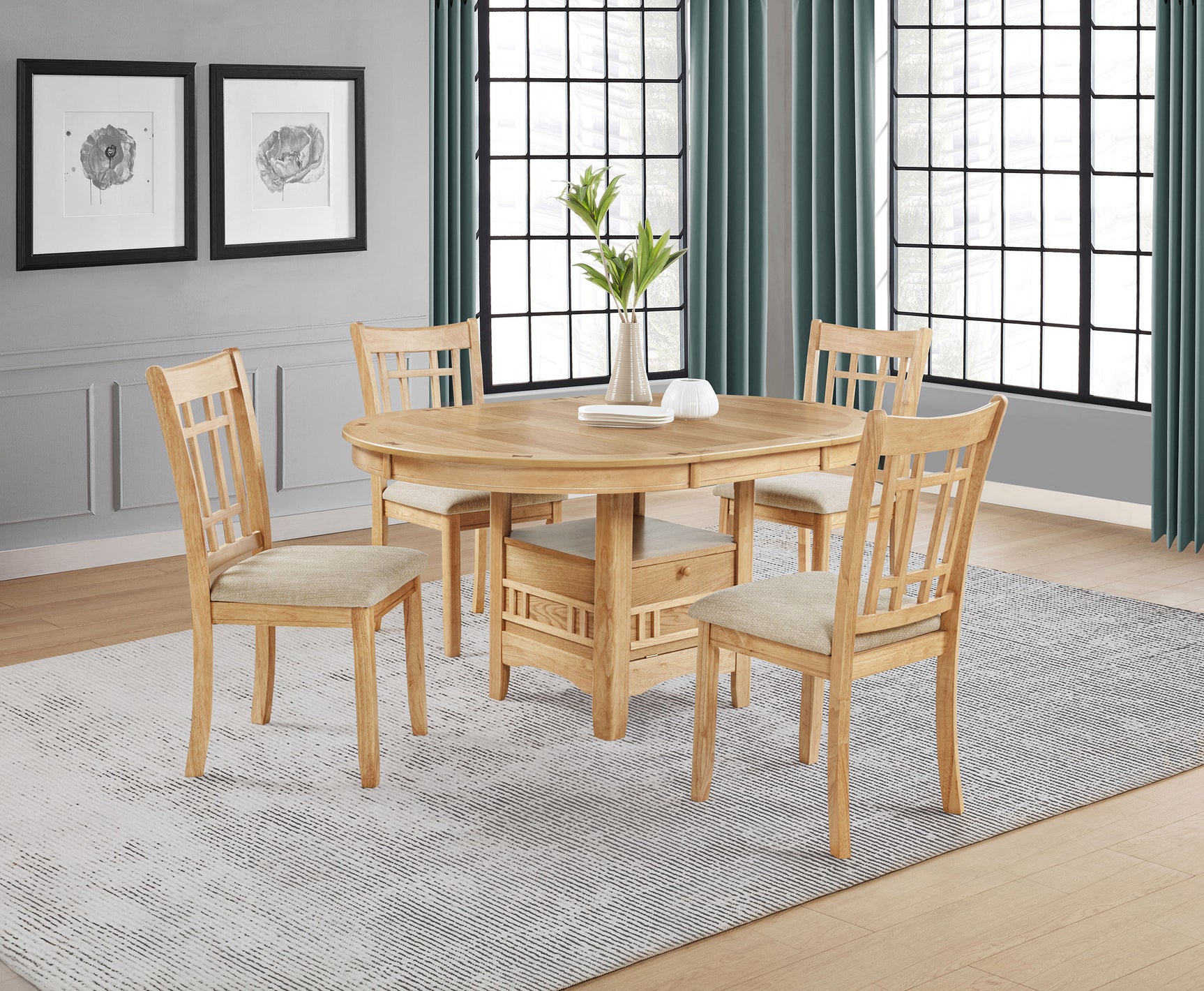 Lavon Linen/Light Oak Wood Dining Side Chair (Set of 2) - Ornate Home