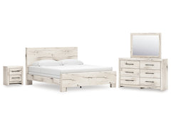 Lawroy King Panel Bed, Dresser, Mirror and Nightstand - Ornate Home