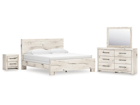 Lawroy King Panel Bed, Dresser, Mirror and Nightstand - Ornate Home