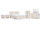 Lawroy King Panel Storage Bed, Dresser, Mirror, Chest and 2 Nightstands (Online Special Price) - Ornate Home