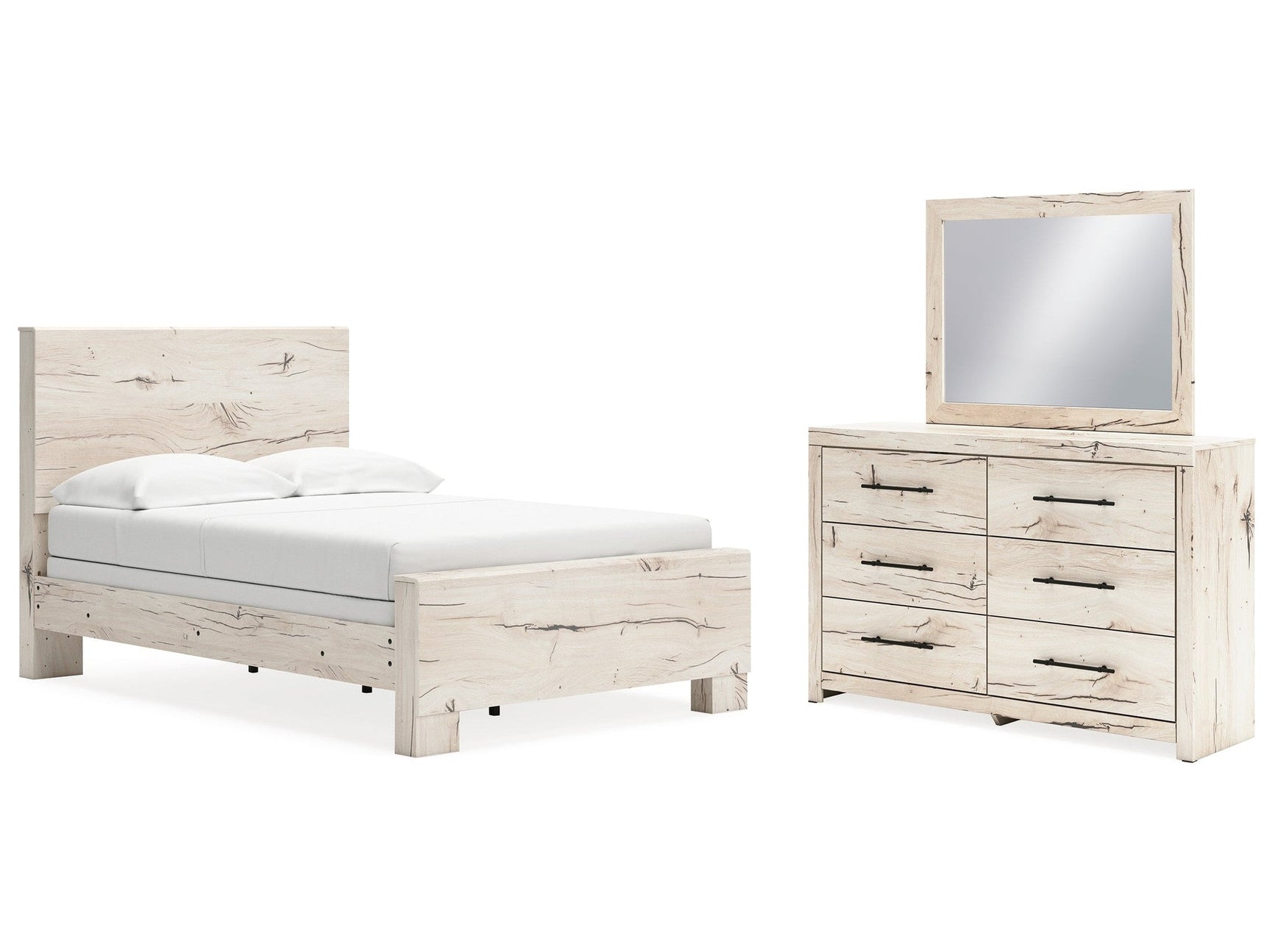 Lawroy Light Natural Full Panel Bed & Dresser & Mirror (Online Special Price) - Ornate Home