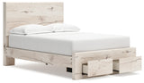 Lawroy Light Natural Full Panel Bed with 2 Storage Drawers & Dresser & Mirror (Online Special Price) - Ornate Home