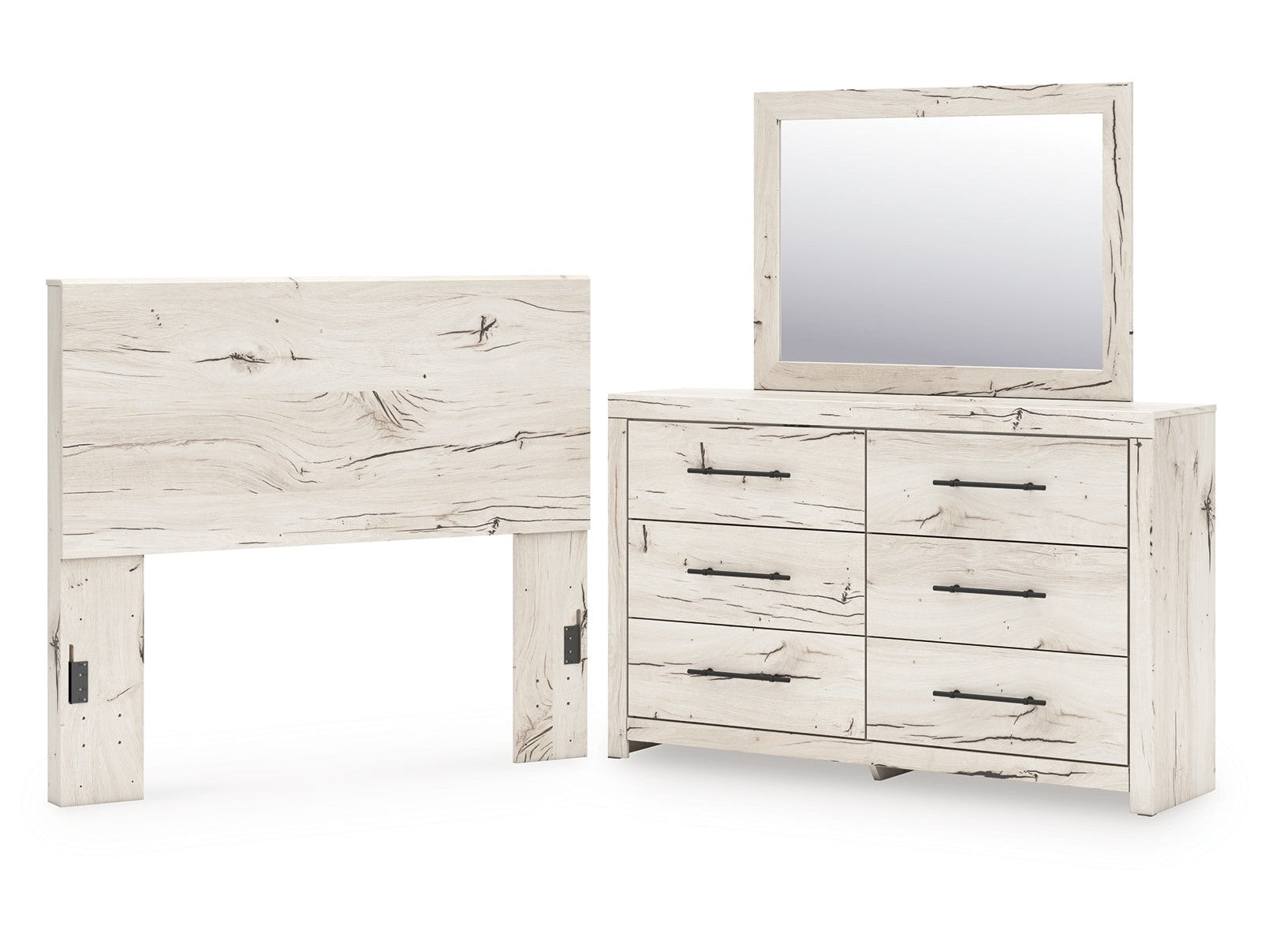 Lawroy Light Natural Full Panel Headboard & Dresser & Mirror - Ornate Home