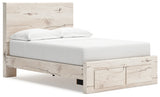 Lawroy Light Natural Full Panel Storage Bed with 2 Storage Drawers & Dresser & Mirror - Ornate Home