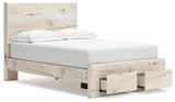 Lawroy Light Natural Full Panel Storage Bed with 2 Storage Drawers & Dresser & Mirror - Ornate Home