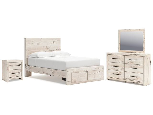 Lawroy Light Natural Full Panel Storage Bedroom Set with Dresser, Mirror and Nightstand - Ornate Home