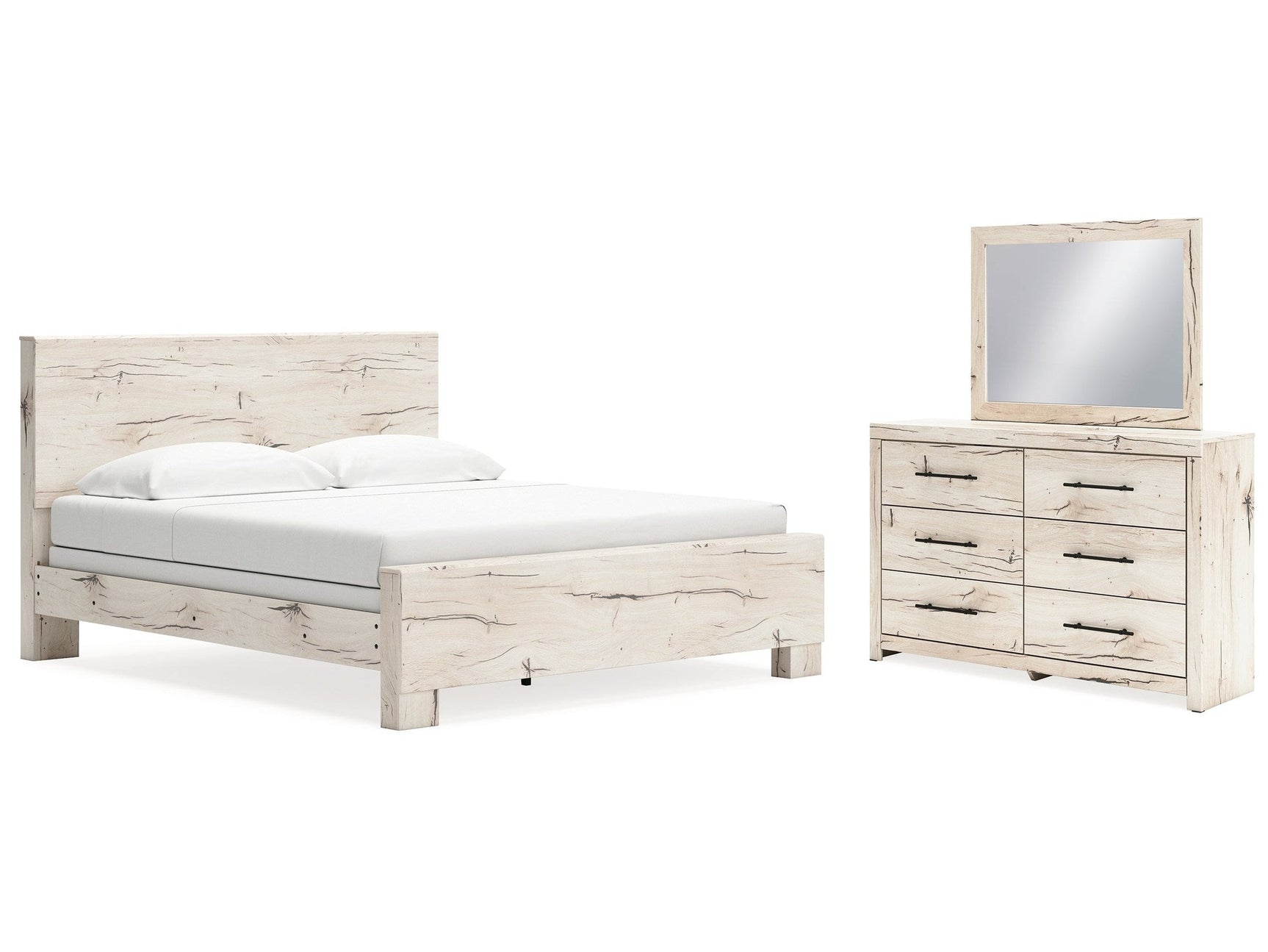 Lawroy Light Natural King Panel Bed & Dresser & Mirror (Online Special Price) - Ornate Home