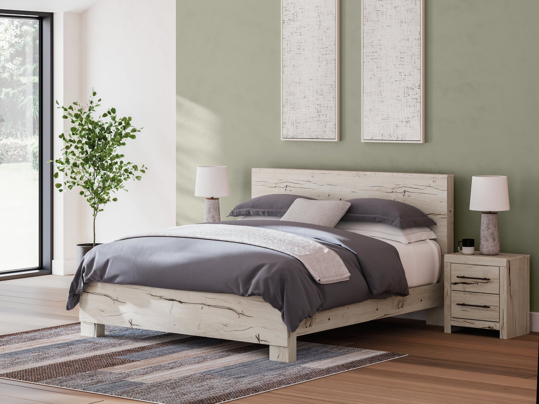 Lawroy Light Natural King Panel Bed - Ornate Home