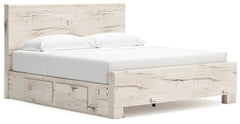 Lawroy Light Natural King Panel Bed w/Storage & Dresser & Mirror - Ornate Home