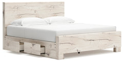 Lawroy Light Natural King Panel Bed w/Storage & Dresser & Mirror - Ornate Home