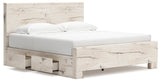 Lawroy Light Natural King Panel Bed with Storage (Online Special Price) - Ornate Home