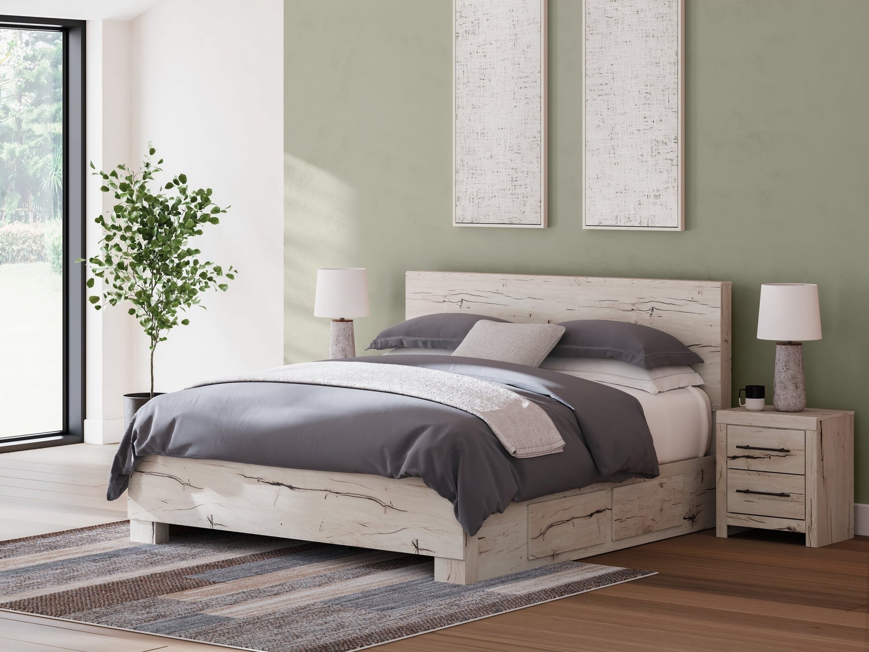 Lawroy Light Natural King Panel Bed with Storage (Online Special Price) - Ornate Home