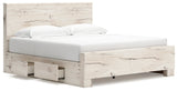 Lawroy Light Natural King Panel Bed with Storage - Ornate Home