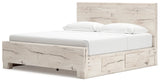 Lawroy Light Natural King Panel Bed with Storage - Ornate Home