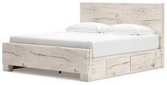 Lawroy Light Natural King Panel Bed with Storage - Ornate Home