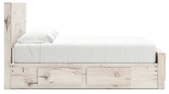 Lawroy Light Natural King Panel Bed with Storage - Ornate Home