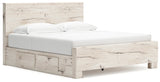 Lawroy Light Natural King Panel Bed with Storage - Ornate Home