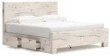 Lawroy Light Natural King Panel Bed with Storage - Ornate Home